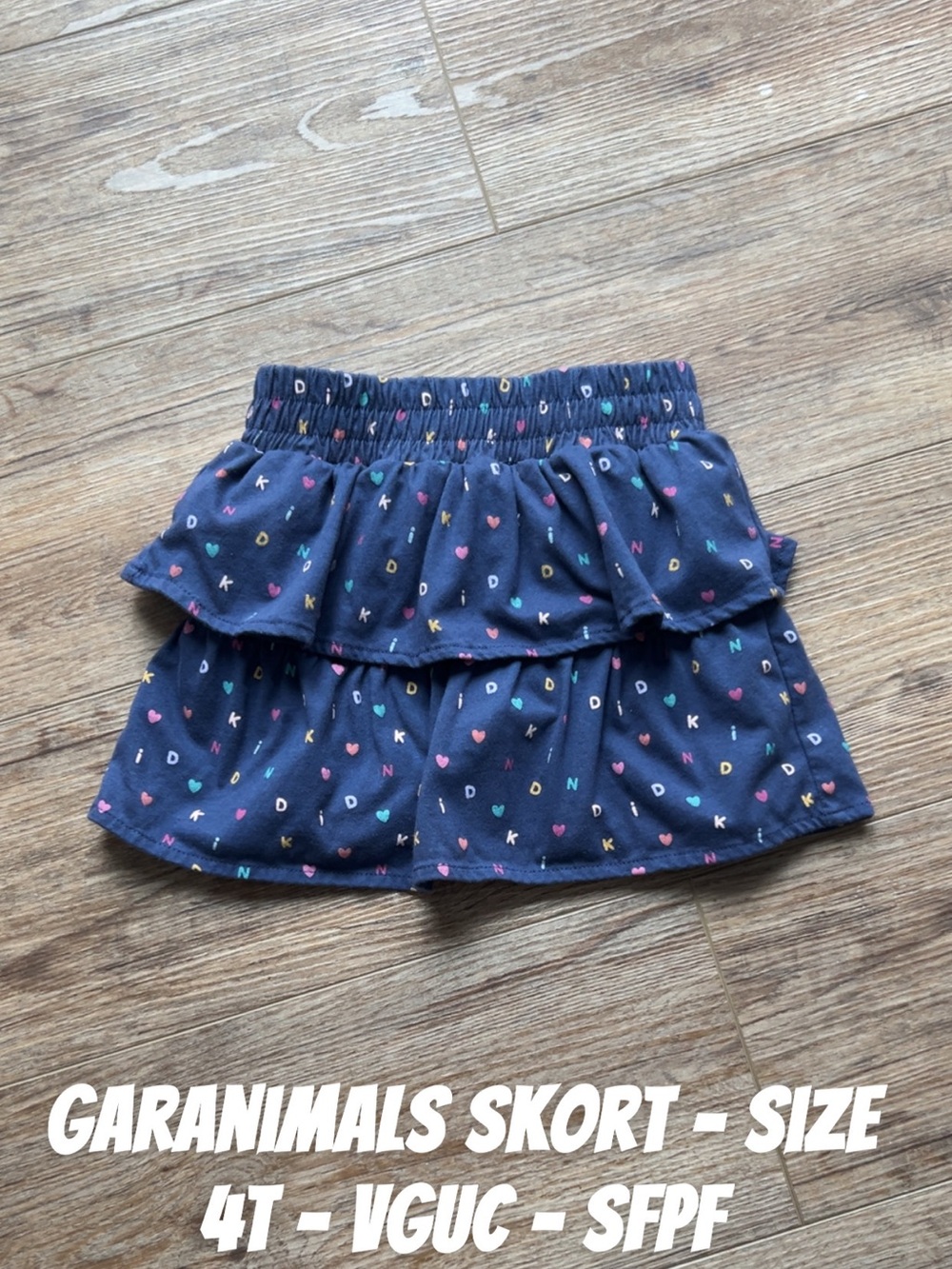 Garanimals Navy Tiered Skort with Multicolor Hearts